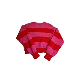 Candy Stripe Crush – Forever 21 Knit Sweater (S) | Pink + Red Bold Cozy